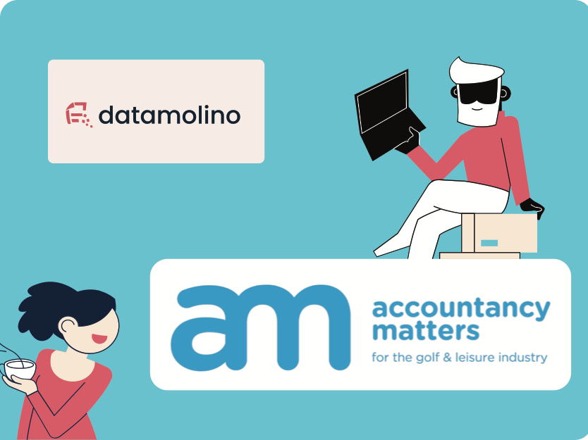 Datamolino and Accountancy Matters logos with the original customer-story illustration