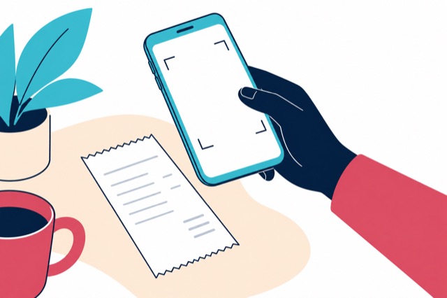 A phone frames a receipt for capture.