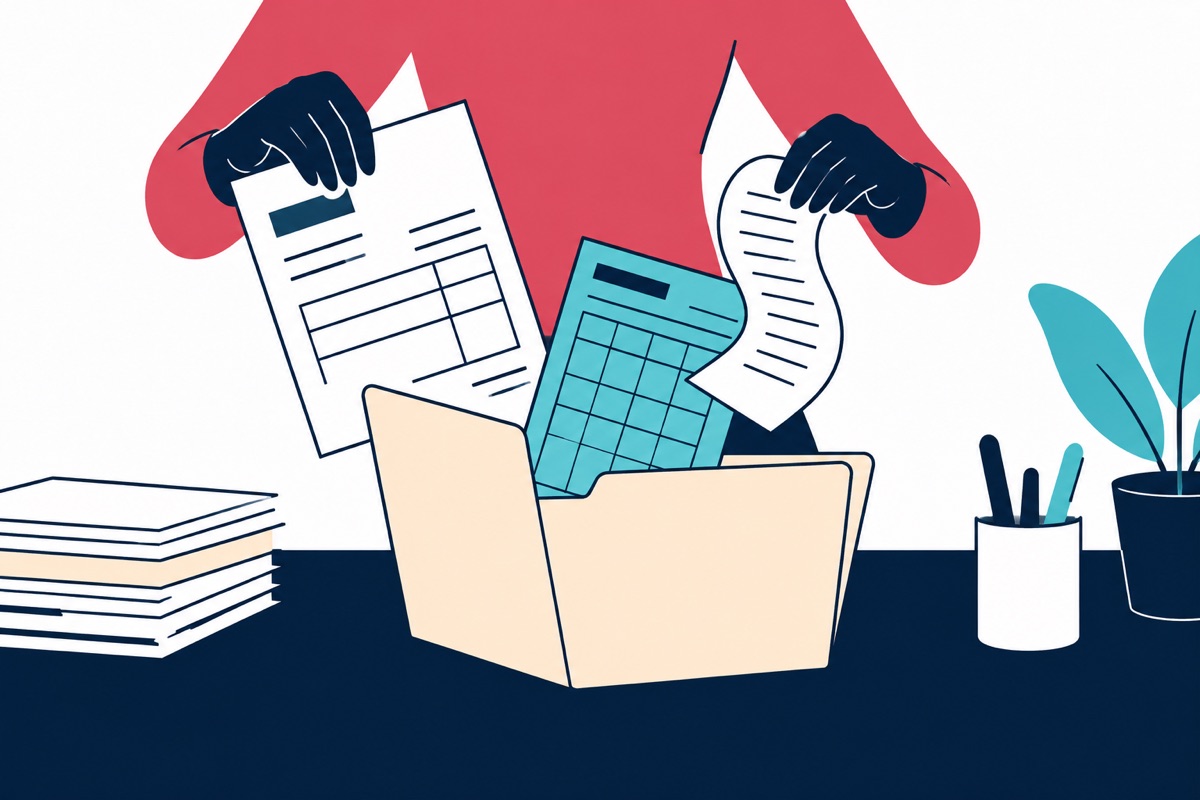Different document formats arrive at one bookkeeping desk.